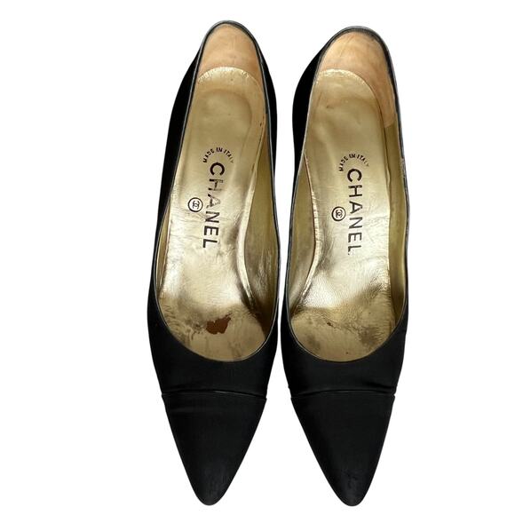 Chanel Black Interlocking CC Logo Nylon Pumps, US7.5,/T37.5 - Picture 5 of 15